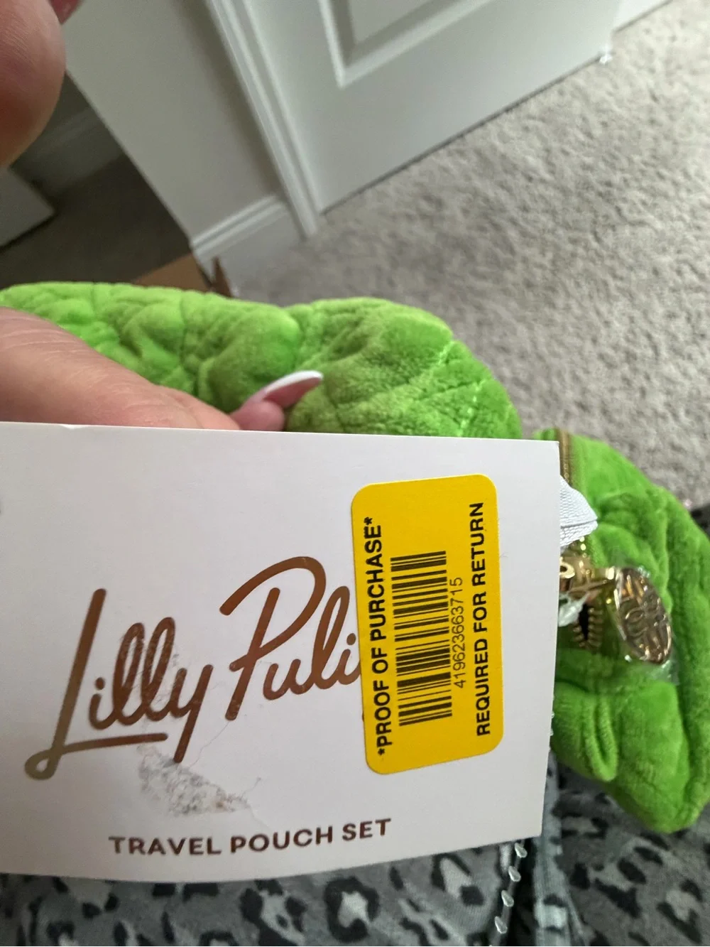 Lilly Pulitzer Gold Quilted Zipper Pouches, Cute Cosmetic Case for Women, Travel
